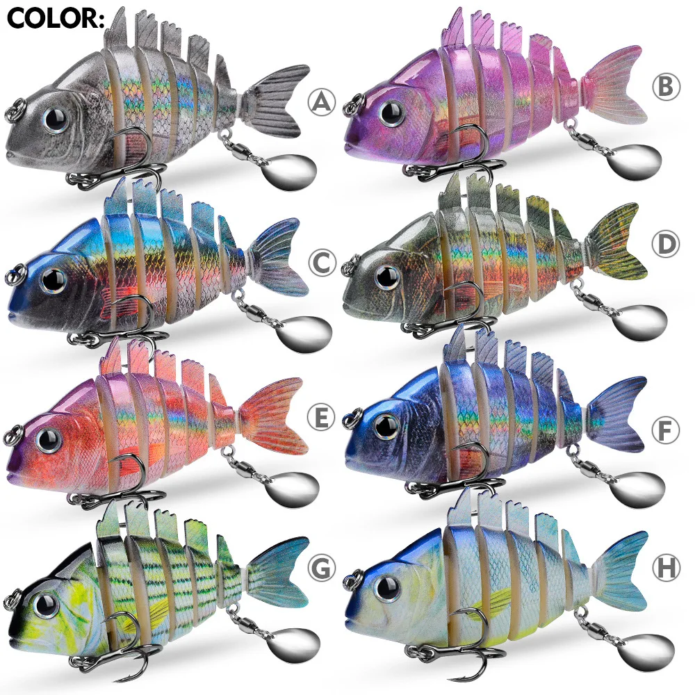Фото Искусственная приманка Sunfish Swimbait с 6 сегментами и вращающейся лепестковой блесной, 9 см, 24,6 г, имитация для ловли судака, окуня, для пресноводной и морской рыбалки №1