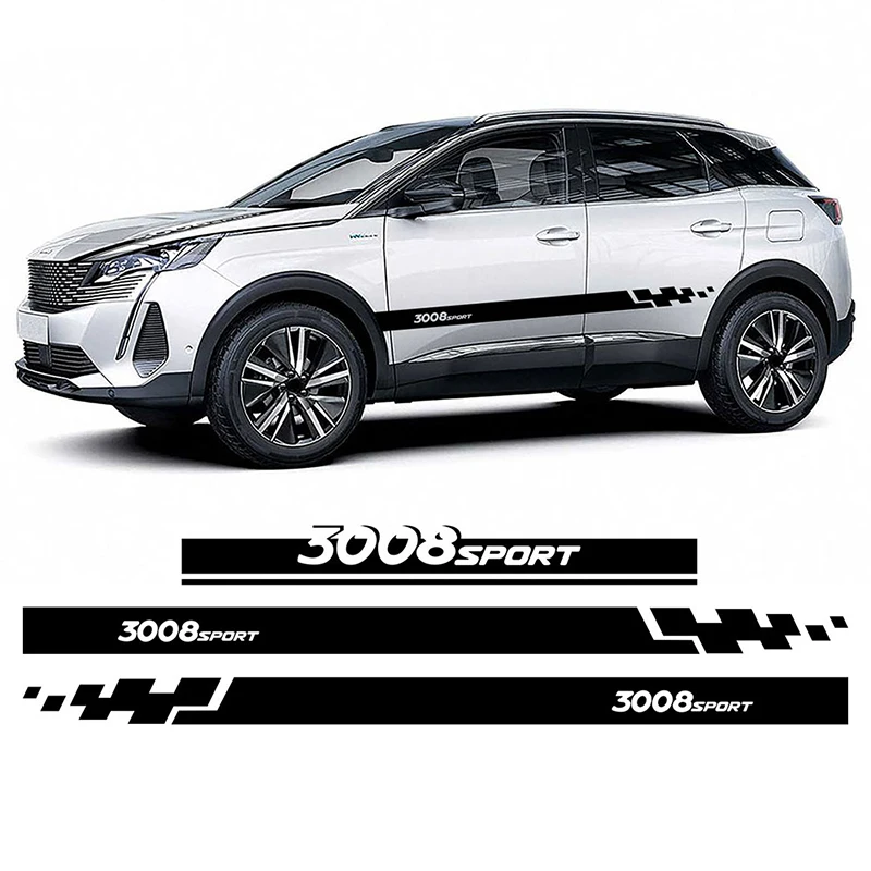 

Racing Sport Car Hood Decal Door Side Stripes Skirt Sticker Decal for Peugeot 3008 GT Line 2017 2018 2019 2020 2021 Accessories