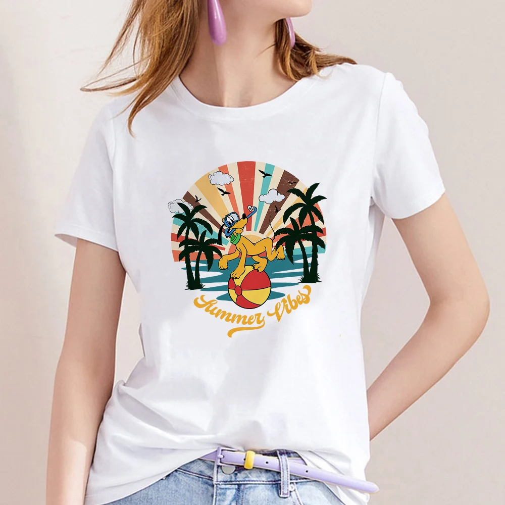 

Funny Pluto Print 90s Harajuku T-shirt Woman Disney Summer Vibes Vacation Women's Clothes Urban Casual Short Sleeve Tops Shirts