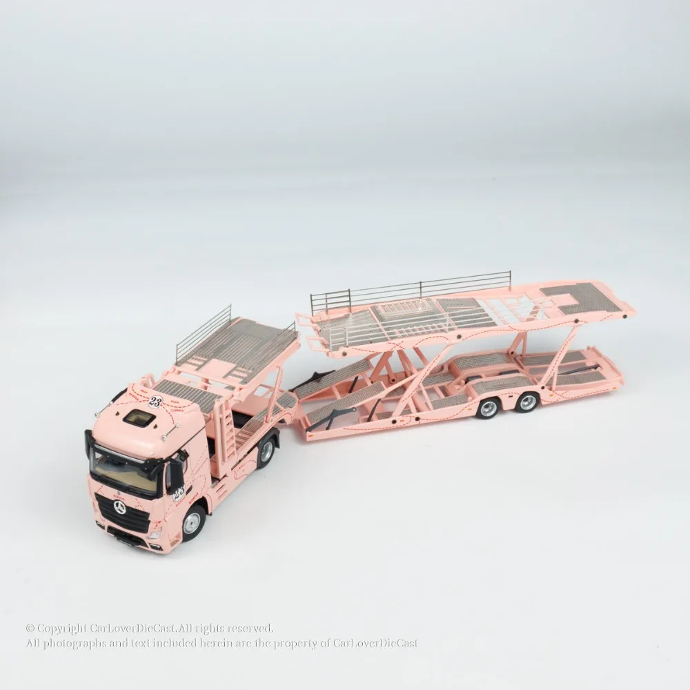 Фото Уникальная модель 1:64 Scania HINO Ranger 500, двухэтажный мост-транспортер, прицеп Benz, полусъемная модель автомобиля из сплава, литая под давлением, игрушка №4