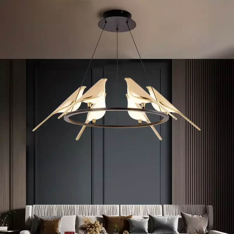 Nomi Chandelier Foyer Restaurant kitchen postmodern chandelier birds Decoration lustre design Nordic Creative golden light