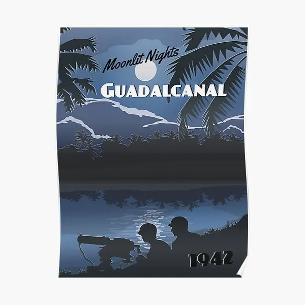 

Guadalcanal 1942 Moonlit Night Travel Poster Decoration Mural Painting Room Decor Modern Print Home Picture Art No Frame