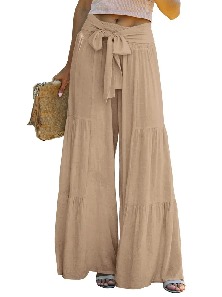 

Mandylandy Женские Элегантные Осенние свободные брюки, модные женские повседневные эластичные брюки с завышенной талией и широкими штанинами, у...