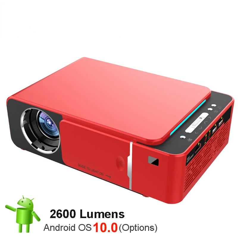 

T6 Android 10 WIFI Optional 3000lumen 720p HD Portable LED Projector HD I Support 4K 1080p Home Theater Proyector Beamer