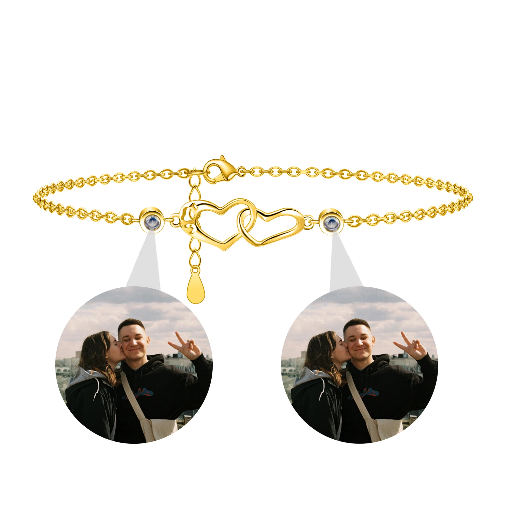 

2023 New Projection Double Circle Projection Cord Bracelet Handmade Braid Rope Bracelet Personalized Photo Valentine's Day Gift