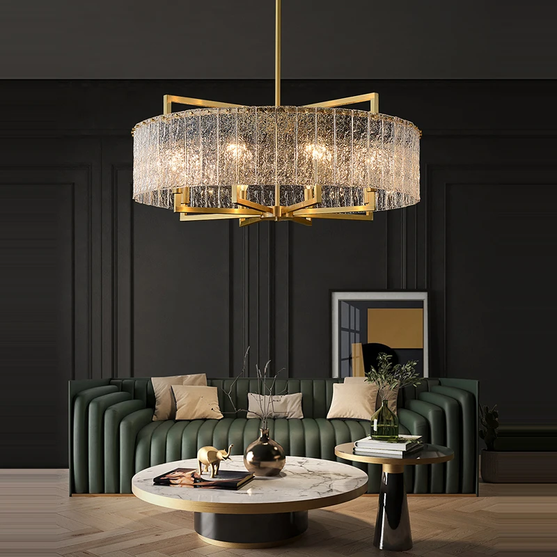 

Светодиодная люстра в стиле арт-деко, дизайнерская лампа в стиле постмодерн из меди и стекла, подвесной светильник для столовой, фойе