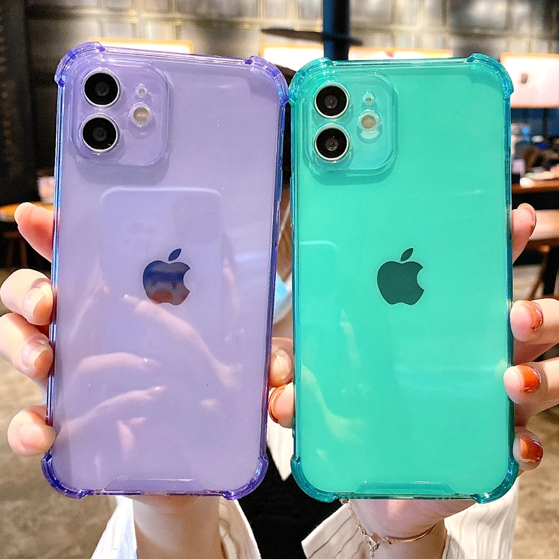 

Soft Transparent Candy Phone Case For iPhone 11 12 13 Pro Max XS X XR Max Mini 7 8 Plus SE 2020 Shockproof Bumper Back Cover
