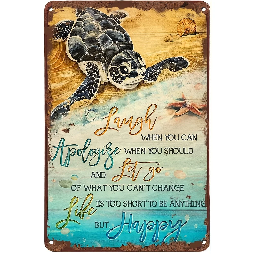 

Creative Metal Tin Sign Sea Turtle Funny Tin Sign Summer Wall Decor Farmhouse Decor For Home Cafes Office Store Pubs Club Sign
