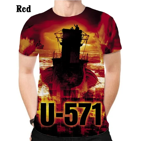 Полиэстерная футболка с 3D-принтом подводной лодки