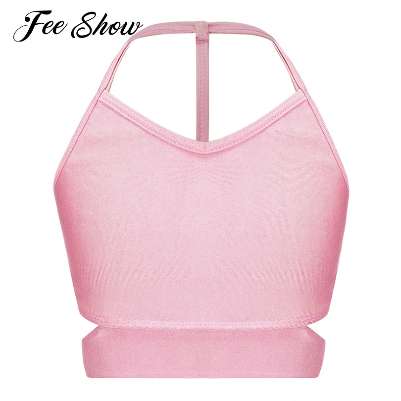 

Детский жилет для йоги для девочек, одежда для йоги, майка без рукавов с V-образным вырезом и открытой спиной, укороченный топ, Спортивная Оде...