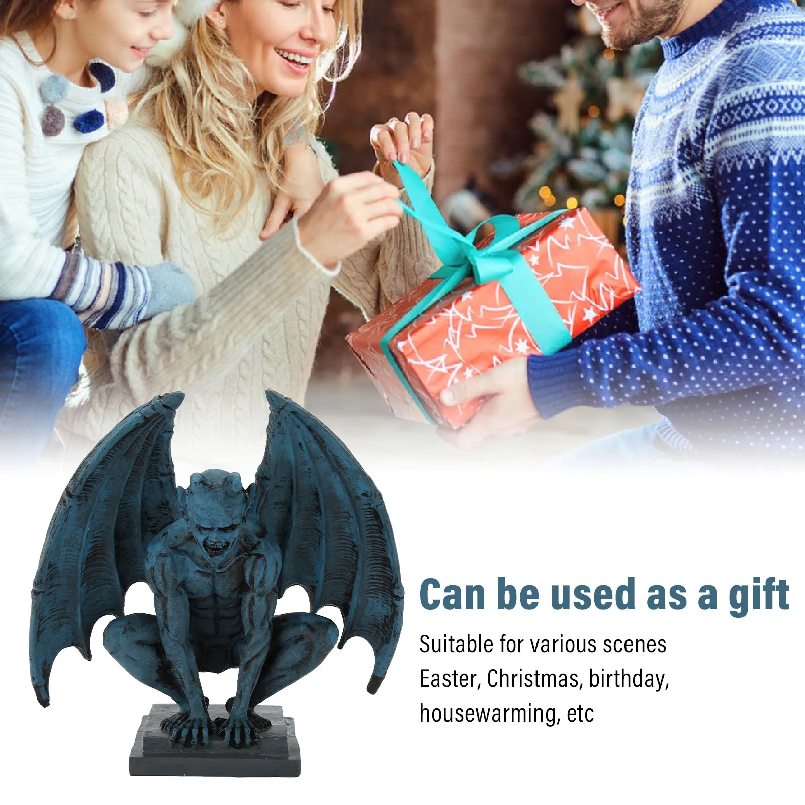 Синяя Смола Gargoyle Реалистичная Готическая Декоративная скульптура для дома сада