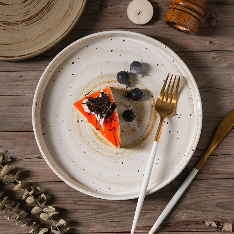 

Керамические обеденные тарелки, посуда, лоток для еды в Западном стейке, плоская тарелка с утолщенными прямыми краями, тарелка для салата, п...