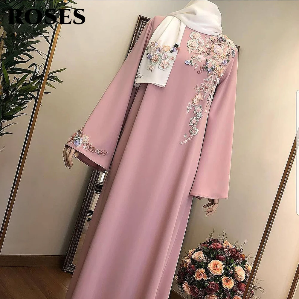 

Muslim Evening Dress Abaya Dress Flower Moroccan Arabic Hijab robe Caftan Marocain Soiree Elegant kaftan Dress Kaftan Moroccan