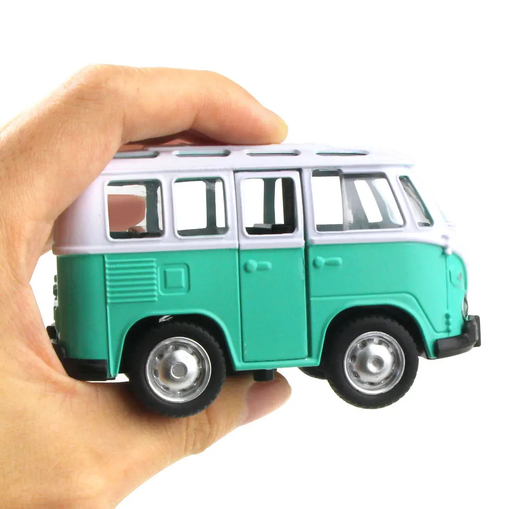 1:36 Die-casting Alloy Car With Music And Light Can Open The Door Car Model High Simulation Pull Back Function Children Bus Toy