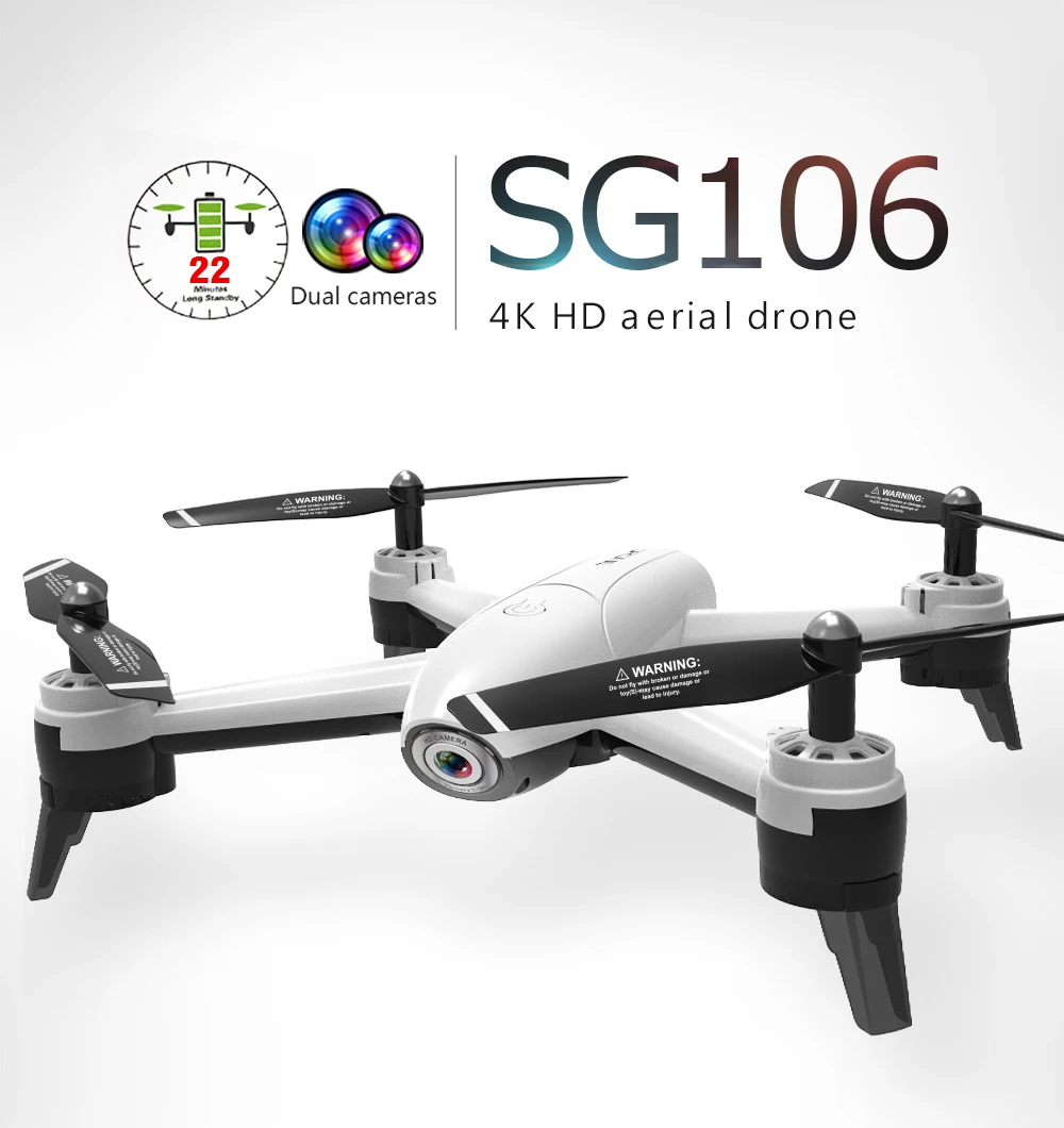 

SG106 WiFi FPV RC Drone 4K Camera Optical Flow 1080P HD Dual Real Time Aerial Video Wide Angle Quadcopter Aircraft Dron