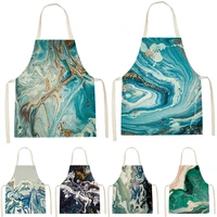 1 pcs marble pattern liquid printing sleeveless apron childrens home mens and womens anti fouling apron kitchen bib pinafore