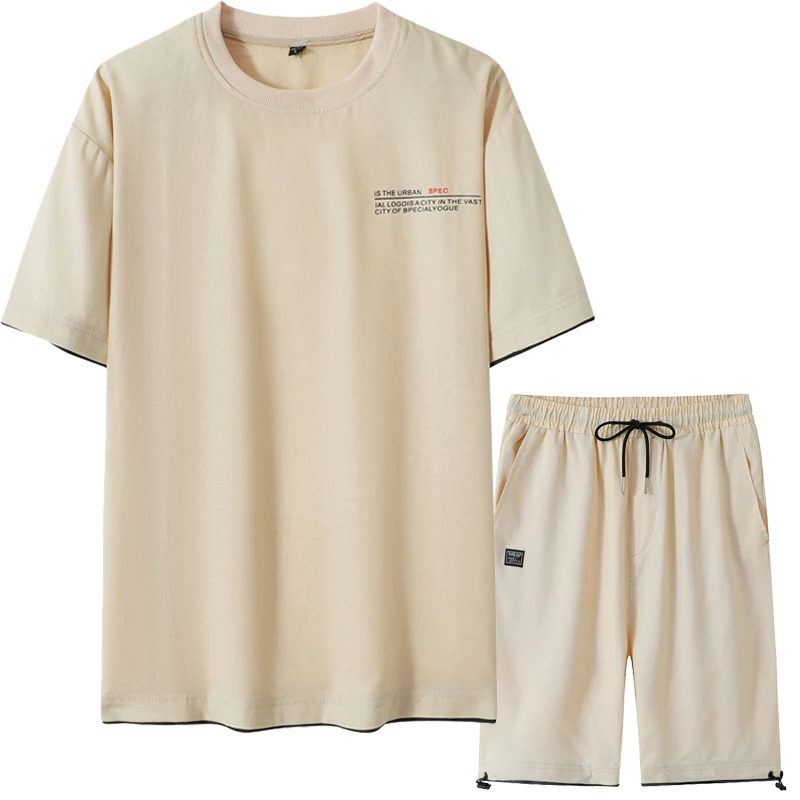 

Summer Linen Cotton Men's Sets 2 Piece T-shirts+Shorts Short Sleeve Sweat Suit Men Streetwear Casual Sport Tracksuits 5XL