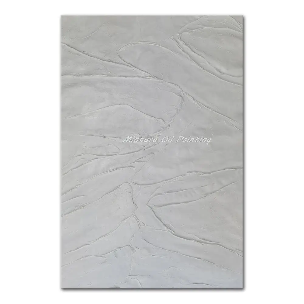 

Mintura Hand Painted Handmade Oil Paintings On Canva Modern Abstract White Picture Wall Sticker For Living Room Hotel Decoration