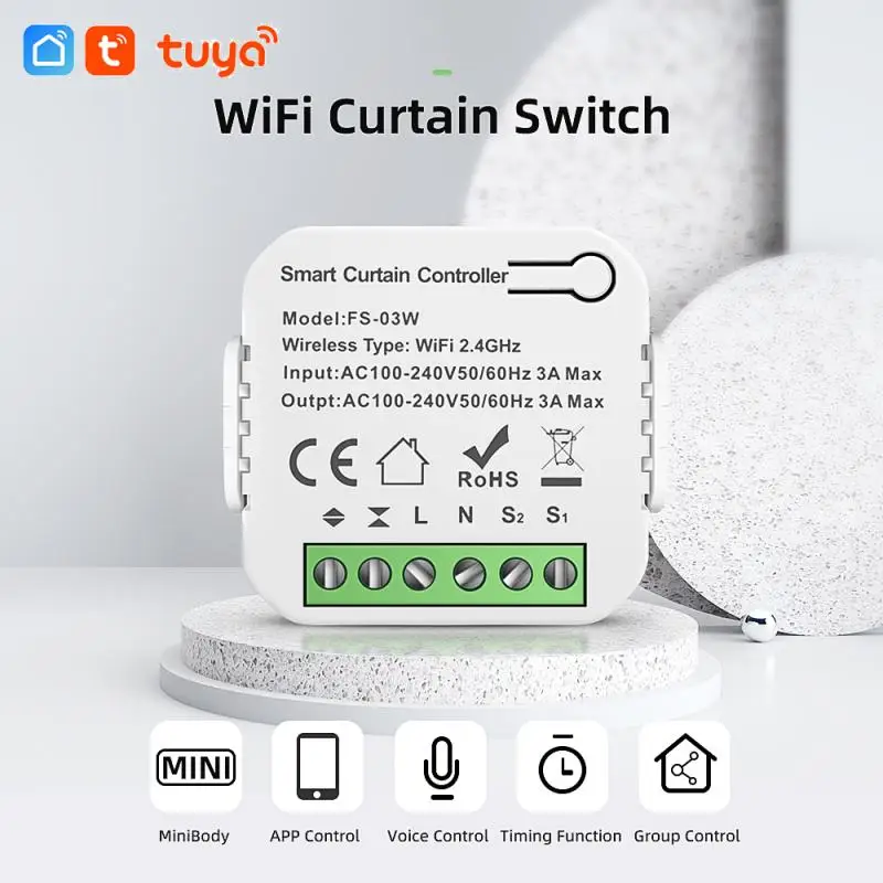 

Tuya WiFi Smart Life Smart Home Curtain Switch For Roller Shutter Blind Motor Rolling Shutter Doors With Alexa And Google Home