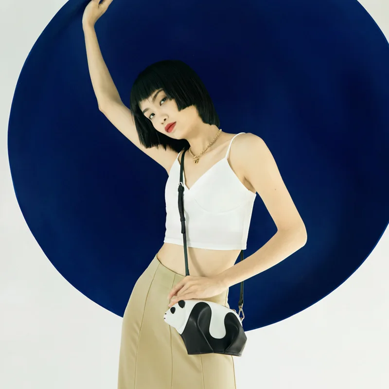 2024 Femme новая женская сумка из натуральной кожи с пандой на одно плечо через