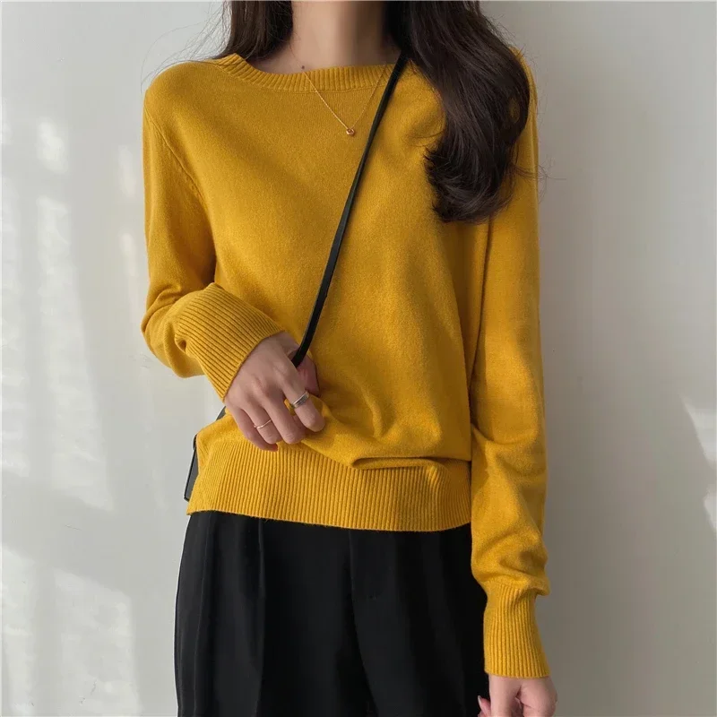 Новый вязаный свитер с круглым вырезом женские пуловеры длинными рукавами