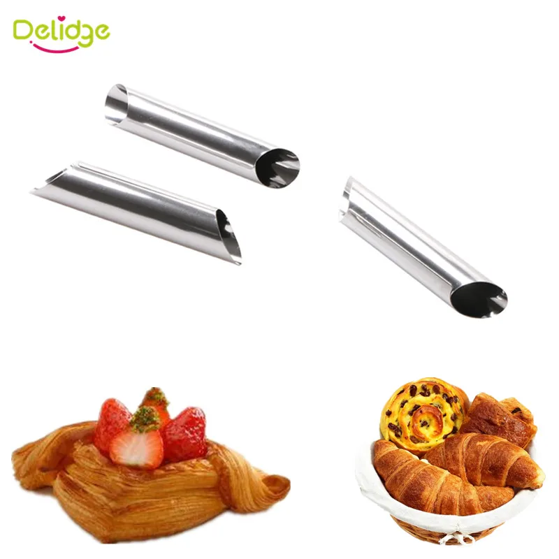 

3Pcs Stainless Steel Tube Anode Baked Croissants Danish Bread Rolls DIY Horn Baking Bread Mould