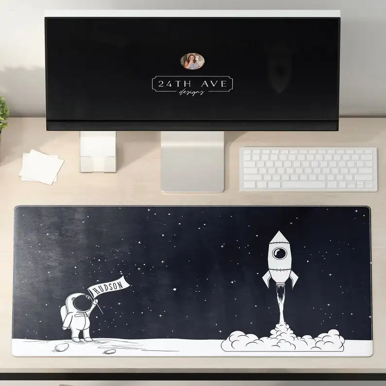 

Kids Desk Mat -Astronaut Design - Personalized Desk Mat - Mouse Pad - Keyboard Mat