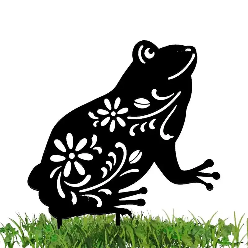 

Садовое акриловое украшение с лягушкой, 2D декор для сада, статуя лягушки, черная лягушка, уличное украшение для сада
