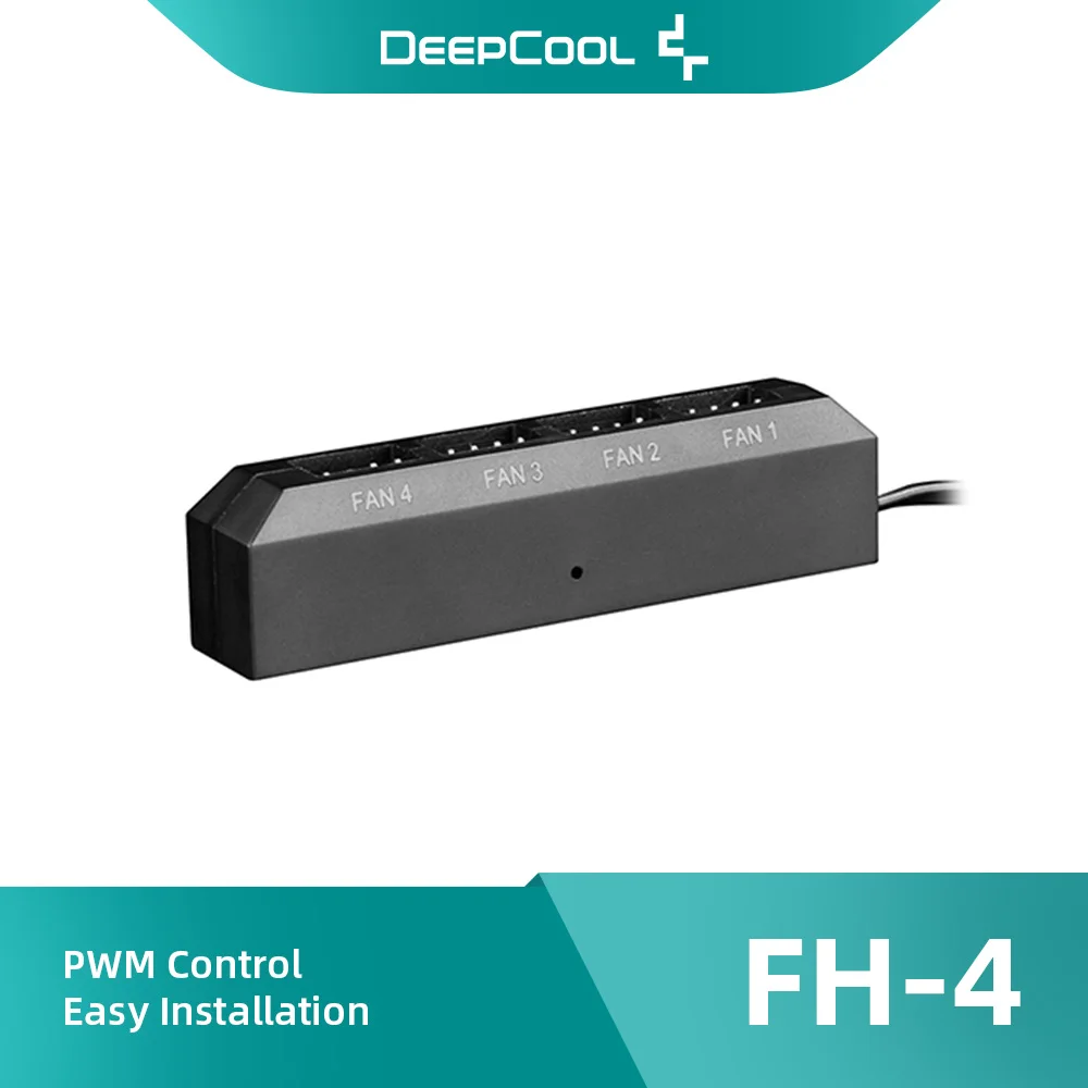 

DeepCool FH-04 4-port Fan Hub 4-pin Motherboard Cable Hub PWM for Computer Air Cooling SATA Power Port Cable Management