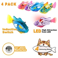 4pcs pet interactive toys electric fish toy for indoor play swimming robot cat dog with led supplieslight items cats products