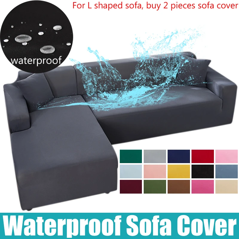 

Waterproof Elastic Corner Sofa Covers 1/2/3/4 Seater Solid Couch Cover L Shaped Sofa Slip Cover Protector Bench Covers