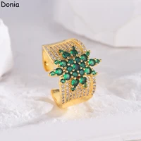 donia jewelry european and american luxury fashion luxury copper inlaid aaa zircon flower ring hip hop jewelry open ring