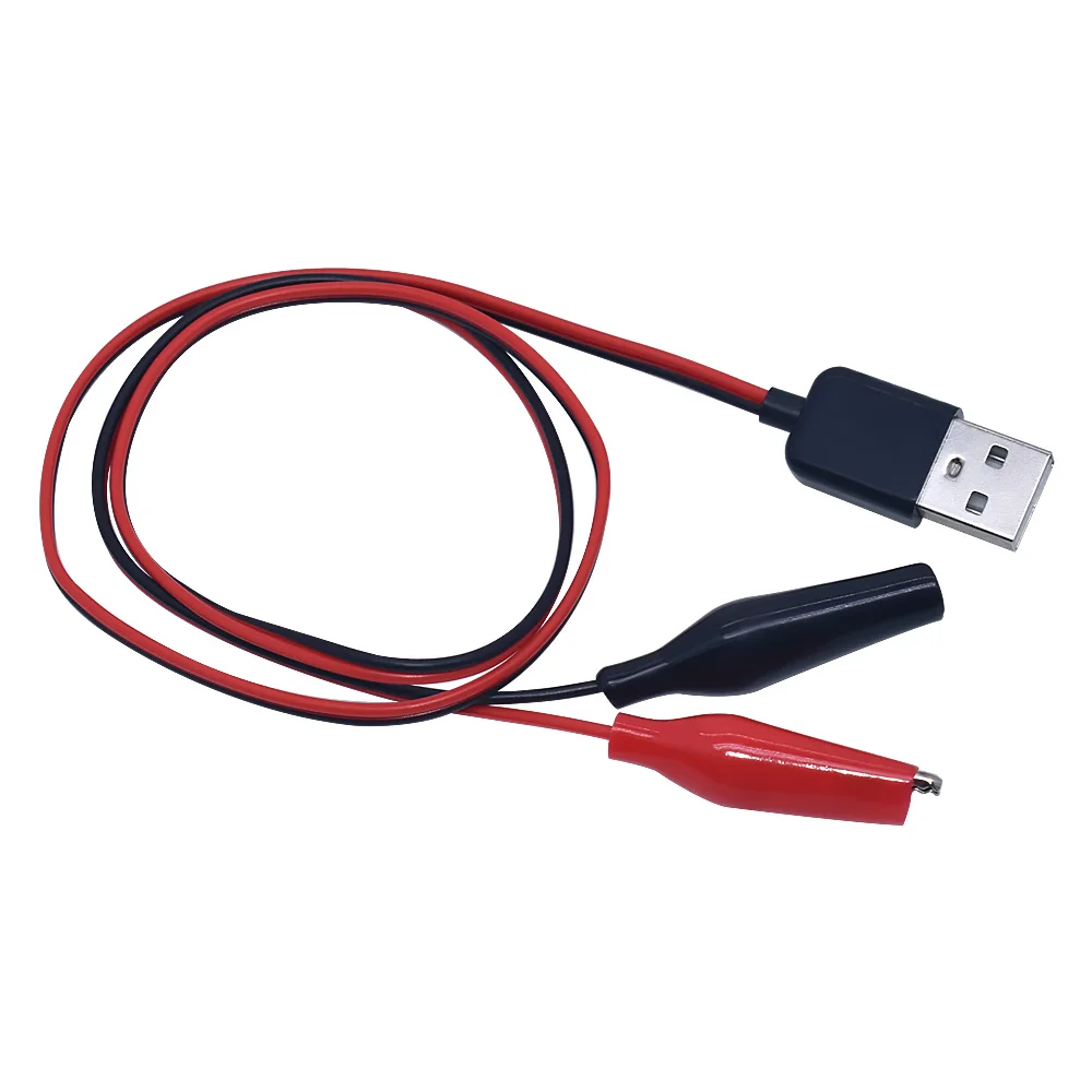 Зажим крокодил 60 см переходник с USB папа и мама Электрический зажим источник