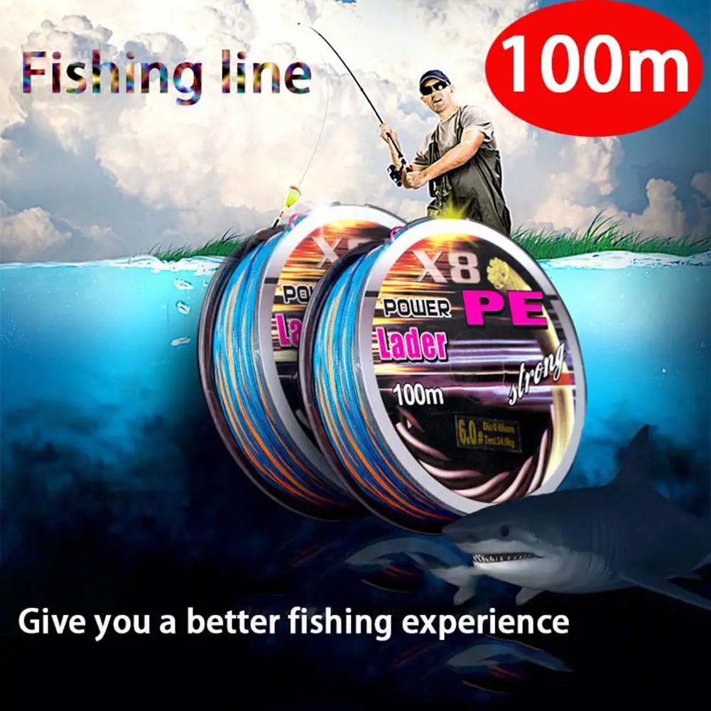 

100m/1roll 8-strand Colorful Pe Fishing Line Super Strong Long-distance Casting Fishing Cable for Saltwater Sea Fishing