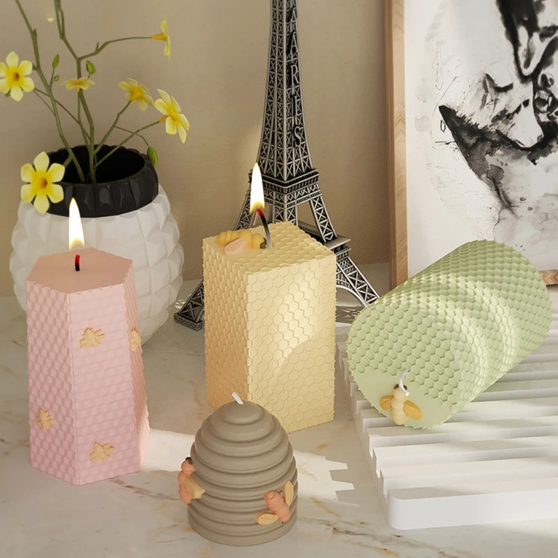 

Cylinder Silicone Mold for Candle Making Mould Honeycomb Epoxy Resin Casting Mold for Soap
