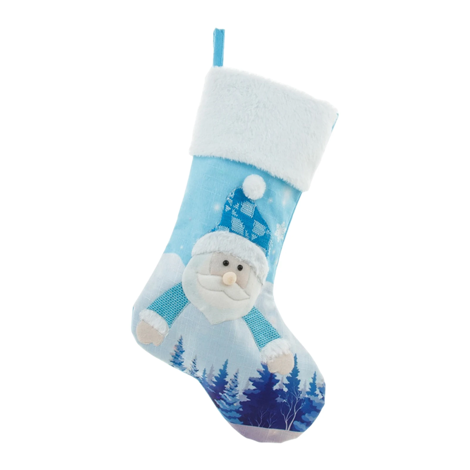

3D Glowing Indoor Outdoor Blue Knitted Unisex Night Light Snowman Winter LED Christmas Stocking Ankle Protector Kid Holiday Gift
