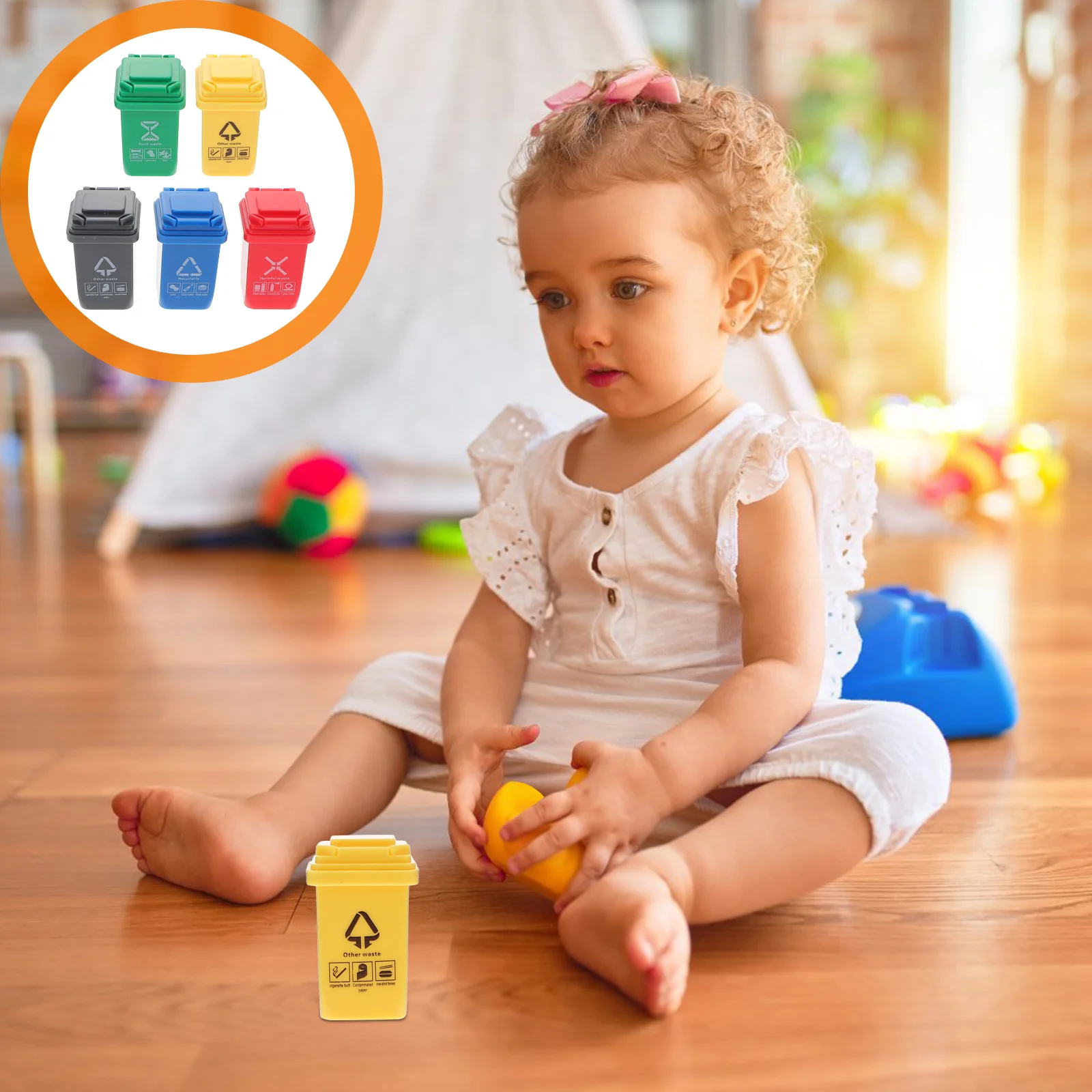 

Can Garbage Trashmini Miniature Model House Bin Truck Toyssorting Small Cans Curbside Game Desk Scene Kidsfor Recycle Recycling