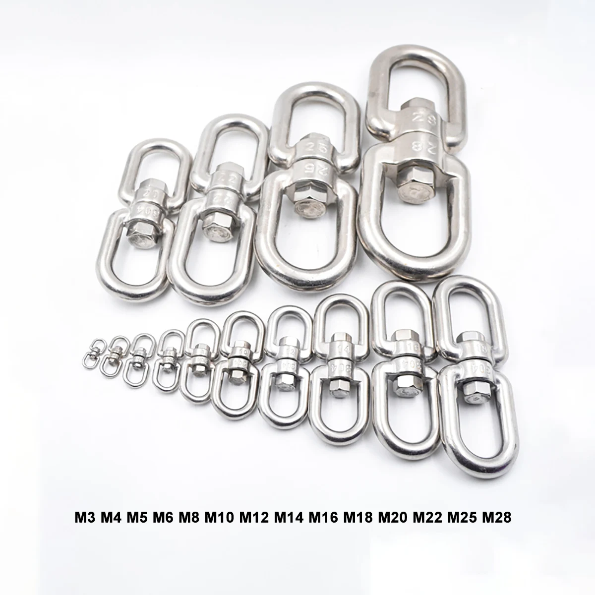 

1pcs M3 - M16 304 Stainless Steel 8 shape Rotating Ring Wire Rope Lock Chain Connecting Buckle Multifunctional Lock Shackle
