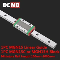 1pc mgn7 mgn9 mgn12 mgn15 miniature linear guide track length 100mm 1000mm and 1pc mgn ch slider block for cnc 3d printer part