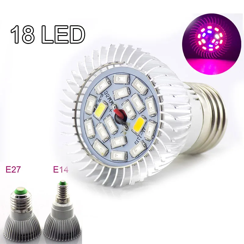 

18 Led Full Spectrum Plant Grow Light lamp E27 E14 Flower Growing Light for Plants Indoor Cultivo Room Growbox Vegetable
