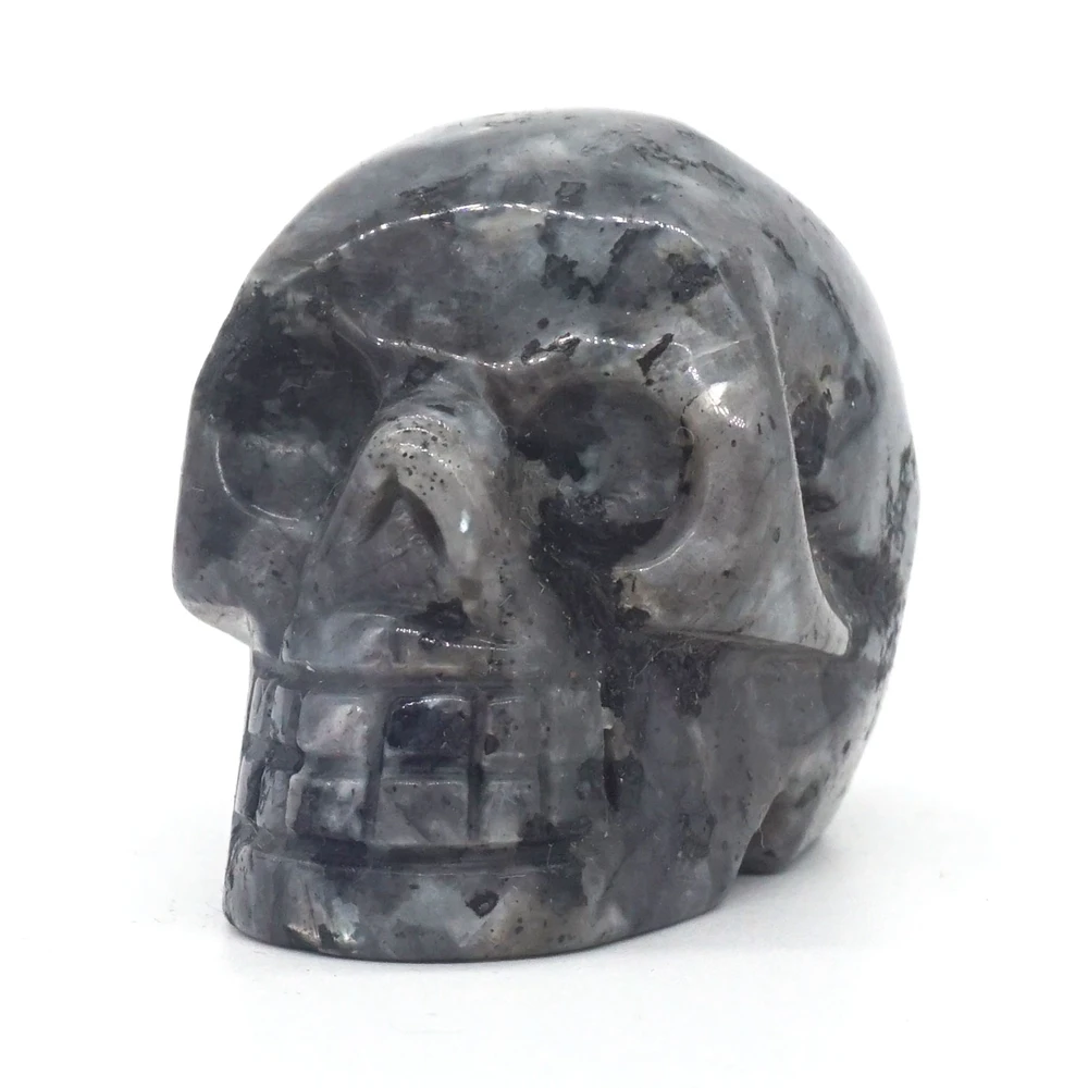 

Статуэтка с кристаллом в виде черепа 1,9 дюйма, черный лабрадорит, натуральный камень, лечебная скульптура, искусственное ремесло, Хэллоуин
