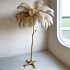 Современные роскошные страусиные перья, искусственная смола, латунь, золото, скандинавский стоячий светильник для гостиной, виллы, трипота, домашний декор