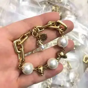 

European and American popular pearl skull bracelet