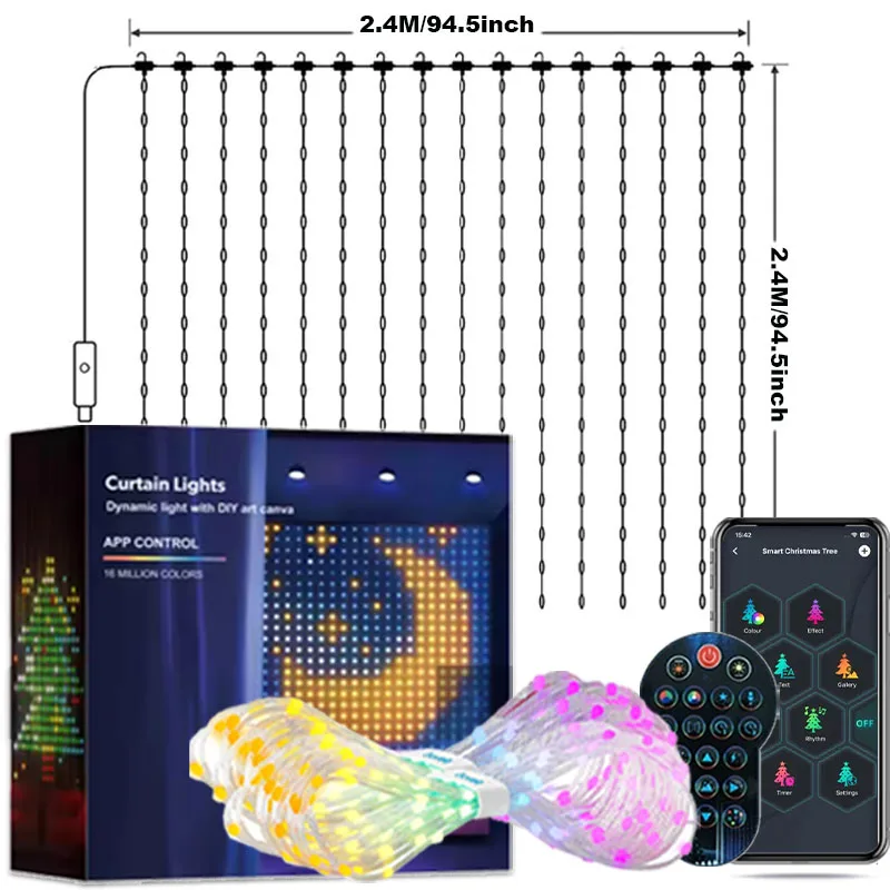 

MIMIRGB Bluetooth RGBIC LED-шторы для дома