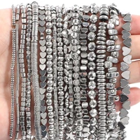 aaa rhodium hematite bead natural irregular geometric column heart stone beads for jewelry making bracelets necklace 15inches