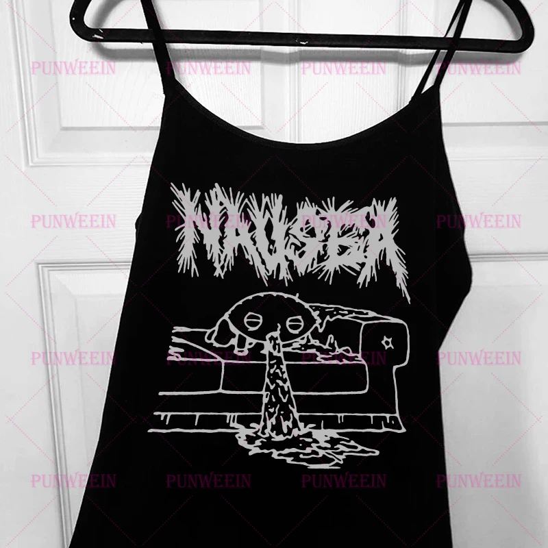 Фото Dark Nausea милая панк Y2k 90-х годов Harajuku майка без рукавов металлическая готическая графика эмо девушка винтажная уличная одежда сексуальный тонкий топ №2