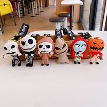 크리스마스 전 악몽 키체인 가방 펜던트 잭 스켈링턴 샐리 시장 산타 액션 피규어 PVC 컬렉션 모델 장난감