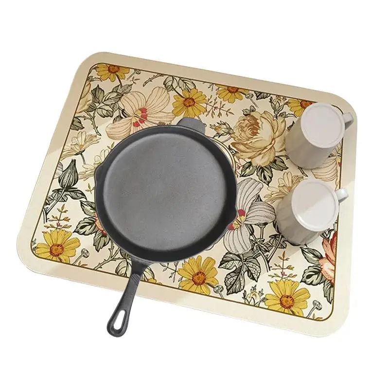 

Fantasy Style Draining Mat Absorbent Kitchen Countertop Technology Cloth Drain Pad Anti Slip Coffee Dish Kitchen Accessories