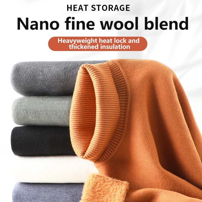 100 Мужской свитер из шерсти и плюша с высоким воротником плюшевая толстая