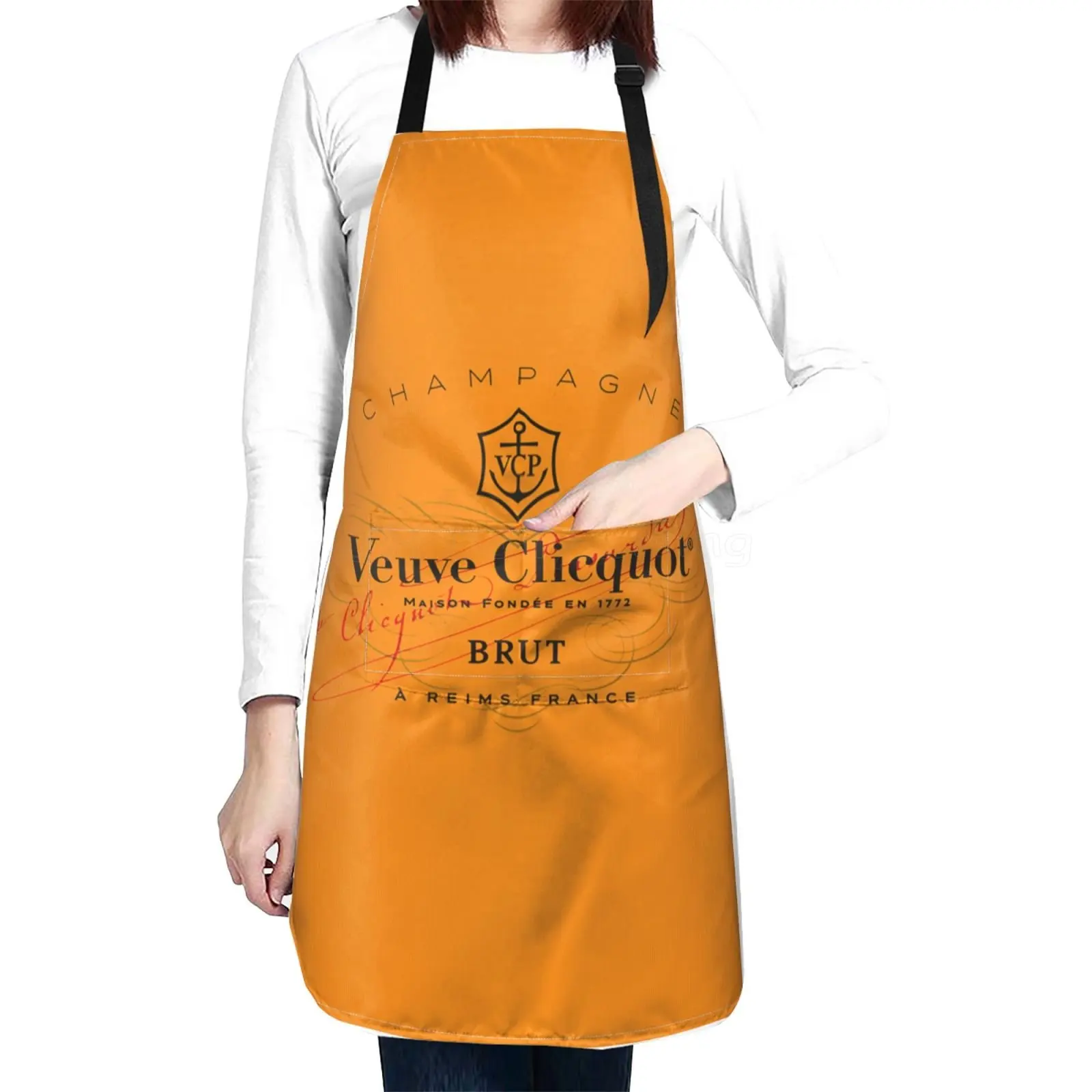 

VCP Champagne Clicquots Waterproof Apron High Quality Oxford Cloth Aprons for Men Women Kitchen Cooking Cafe Restaurant Work